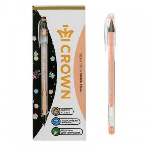 Ручка гелевая CROWN "Hi-Jell Pastel", ОРАНЖЕВАЯ ПАСТЕЛЬ, узел 0,8 мм, линия письма 0,5 мм