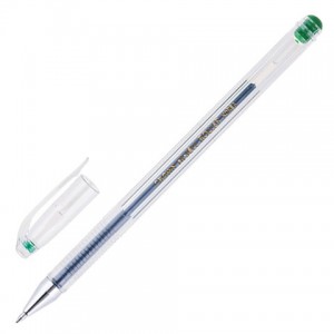 Ручка гелевая CROWN "Hi-Jell", ЗЕЛЕНАЯ, корпус прозрачный, узел 0,5 мм, линия письма 0,35 мм