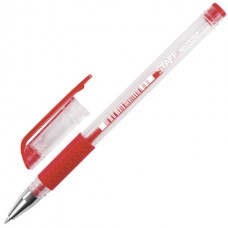 Ручка гелевая с грипом STAFF "EVERYDAY", КРАСНАЯ, корпус прозрачный, узел 0,5 мм, линия письма 0,35 