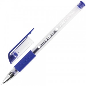 Ручка гелевая с грипом STAFF "EVERYDAY", СИНЯЯ, корпус прозрачный, узел 0,5 мм, линия письма 0,35 мм