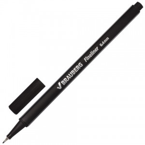 Ручка капиллярная BRAUBERG "Aero", ЧЕРНАЯ, трехгранная, линия письма 0,4 мм