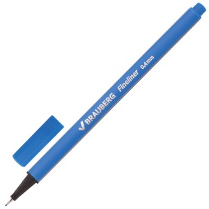 Ручка капиллярная (линер) BRAUBERG "Aero", ГОЛУБАЯ, трехгранная, металлический наконечник, линия письма 0,4 мм
