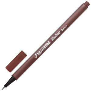 Ручка капиллярная (линер) BRAUBERG "Aero", КОРИЧНЕВАЯ, трехгранная, металлический наконечник, линия письма 0,4 мм