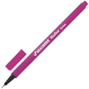 Ручка капиллярная (линер) BRAUBERG "Aero", РОЗОВАЯ, трехгранная, металлический наконечник, линия письма 0,4 мм