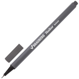 Ручка капиллярная (линер) BRAUBERG "Aero", СЕРАЯ, трехгранная, металлический наконечник, линия письма 0,4 мм