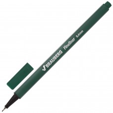 Ручка капиллярная (линер) BRAUBERG "Aero", ТЕМНО-ЗЕЛЕНАЯ, трехгранная, металлический наконечник, линия письма 0,4 мм