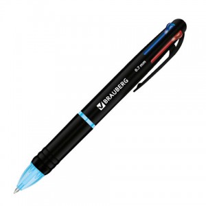Ручка многоцветная шариковая автоматическая MULTICOLOR 4 ЦВЕТА, 0,7 мм, корпус ассорти, BRAUBERG