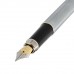 Ручка подарочная перьевая BRAUBERG "Larghetto", СИНЯЯ, корпус серебристый с хромированными деталями, линия письма 0,25 мм