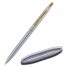 Ручка подарочная шариковая BRAUBERG Brioso, СИНЯЯ, корпус серебристый с золотистыми деталями, линия 