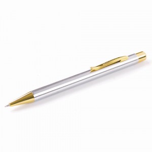 Ручка подарочная шариковая BRAUBERG Piano, СИНЯЯ, корпус серебристый с золотистым, линия письма 0,5 мм