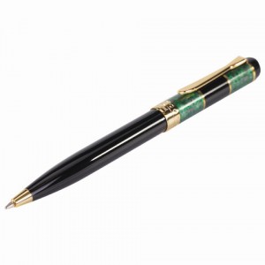 Ручка подарочная шариковая GALANT "Granit Green", корпус черный с темно-зеленым, золотистые детали, пишущий узел 0,7 мм, синяя