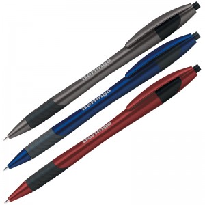 Ручка шариковая автоматическая Berlingo "Metallic XL" синяя, 0,7мм, грип, корпус ассорти