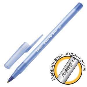 Ручка шариковая BIC "Round Stic", СИНЯЯ, корпус голубой, узел 1 мм, линия письма 0,32 мм, С ШТРИХКОД