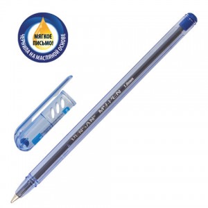 Ручка шариковая масляная PENSAN "My-Pen", СИНЯЯ, корпус тонированный синий, узел 1 мм, линия письма 