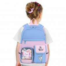 Рюкзак BRAUBERG PASTEL с термонашивками в комплекте, "Friendly bunnies", голубой, 40х29х14 см