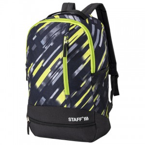 Рюкзак STAFF STRIKE универсальный, 3 кармана, черно-салатовый, 45х27х12 см