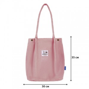 Сумка-шоппер BRAUBERG MOMENTS, вельвет, 35х30 см, розовый