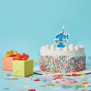 Свеча-цифра для торта "1 годик", голубая, 9,5 см, ЗОЛОТАЯ СКАЗКА, в блистере