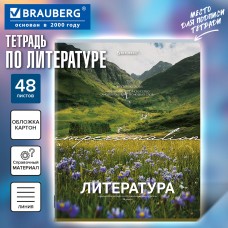 Тетрадь предметная КЛАССИКА ПРИРОДА 48 л., обложка картон, ЛИТЕРАТУРА, линия, подсказ, BRAUBERG
